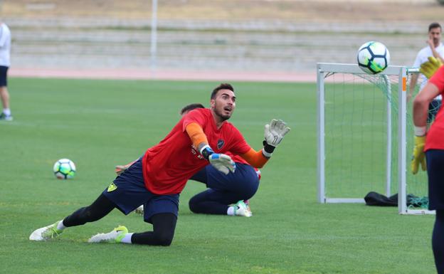 Roberto, en el entrenamiento de hoy.