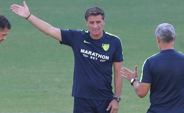Míchel, en el entrenamiento de esta mañana