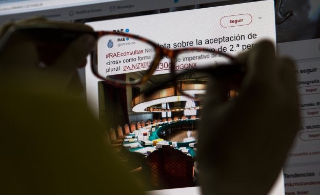 Una usuaria de la RAE consulta las novedades sobre la palabra 'iros'. :: Alberto Ferreras