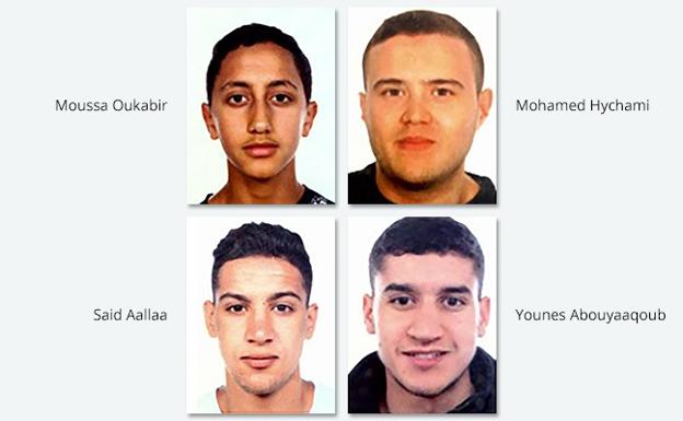 Los rostros de parte de la célula terrorista.