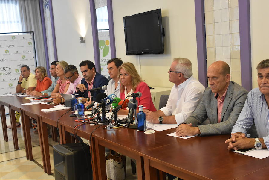 Los concejales del PP y Opción Sampedreña, en su comparecencia conjunta de ayer.