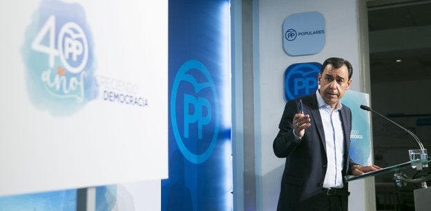Martínez-Maillo, en su comparecencia de ayer ante la prensa en Génova. :: Tarek Mohamed / efe