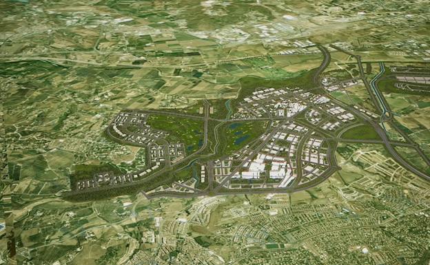 Recreación de la Ciudad Aeroportuaria, proyectada en Alhaurín de la Torre.
