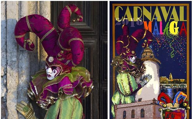 A la derecha, el cartel del próximo carnaval y a la izquierda una foto hecha por Marco Secchi en el año 2013./
