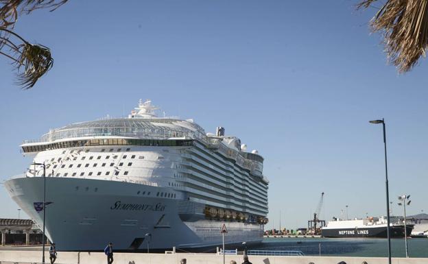 El barco, en el puerto de Málaga esta mañana. /JESÚS DOMÍNGUEZ