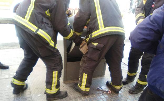 Los bomberos, durante su intervención.