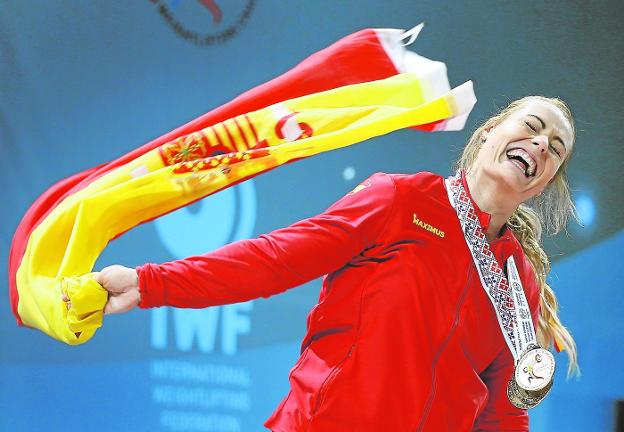Lydia Valentín, eufórica ayer tras su victoria. :: efe/