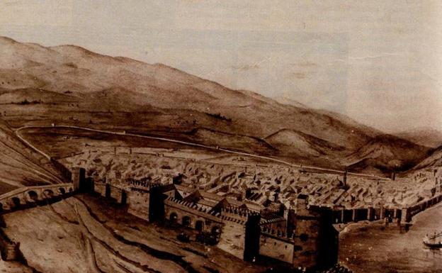Grabado de Málaga correspondiente al año 1487, de E. de la Cerda.