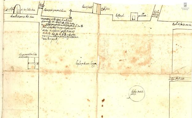 Plano de la distribución de la entonces plaza Mayor de Málaga (o plaza de las Cuatro Calles)