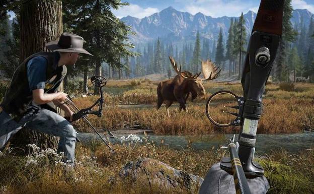 Cazando en 'Far Cry 5' junto a un compañero.