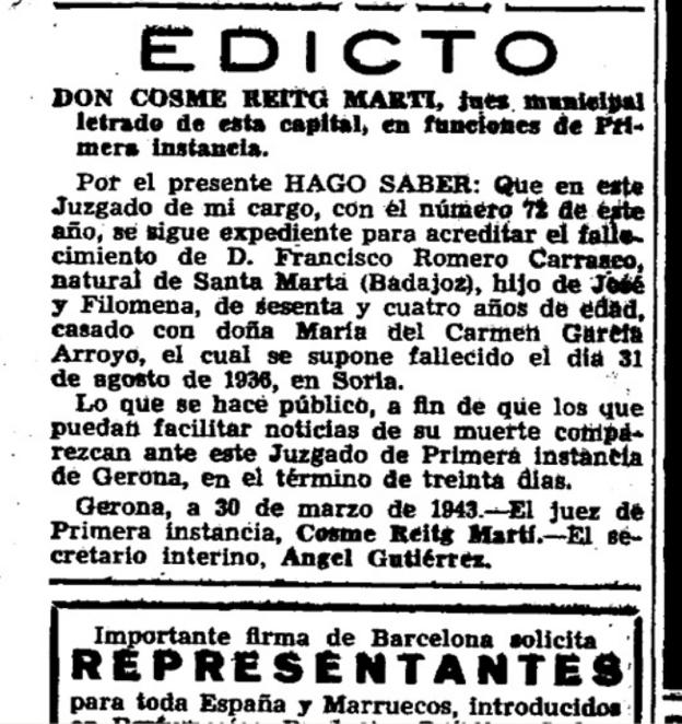 Arriba, los Romero García en 1932. Abajo a la izquierda, la exhumación de los cadáveres de la 'Fosa de los Maestros' en Cobertelada (Soria) y, a la derecha, el edicto sobre el fallecimiento. / R. C.