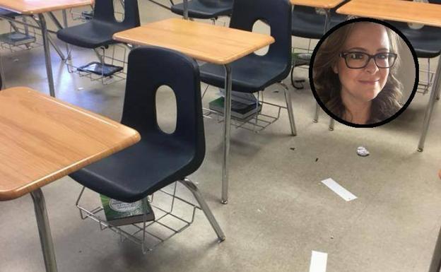 Una de las fotos de su aula subidas por la profesora. /Facebook