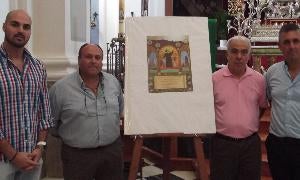 Alejandro López, José Antonio Ferrer, Claudio López y Francisco Sánchez junto al cartel anunciador de los actos/