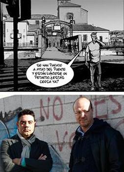 Arriba, una de las viñetas. Abajo, los autores. :: María del Mar Sepúlveda/