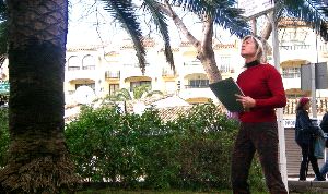 TRATAMIENTO. Mabel Hidalgo inspecciona una palmera afectada./