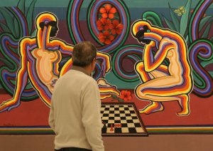 'Ajedrez', un óleo de 2x2 metros que resume los desafíos estéticos del artista. ::
ÁLVARO CABRERA/