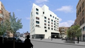 Imagen virtual del hotel visto desde la calle Atarazanas. ::
SUR/
