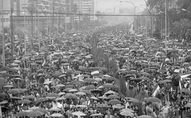 La multitud agolpada en la Avenida de Andalucía. 
