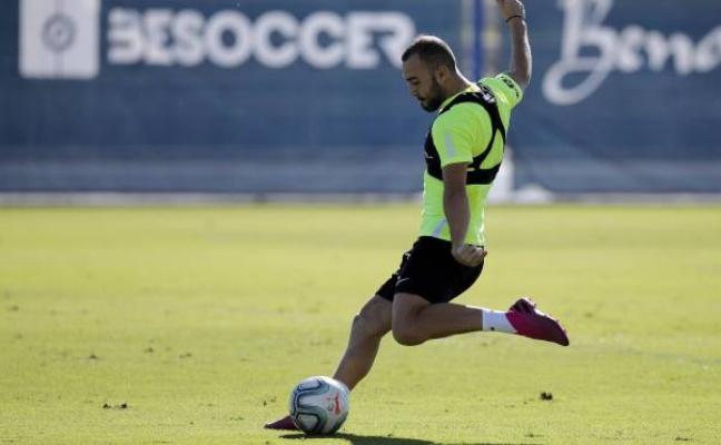 Keidi, en un entrenamiento reciente del Málaga./Malagacf.com