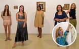 Clío Yusto Giner, María Rodríguez Molero, Flor Reiners, Marifé Núñez e Isolina Arbulu, reunidas en Yusto/Giner. Junto a ellas, Sholeh Abghari./Josele