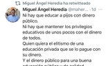 Vista del mensaje publicado en Twitter el mismo día de la marcha contra la ley Celáa./SUR