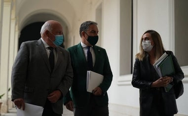 Los consejeros de Fomento, Presidencia y Salud, ayer tras el Consejo de Gobierno./sur
