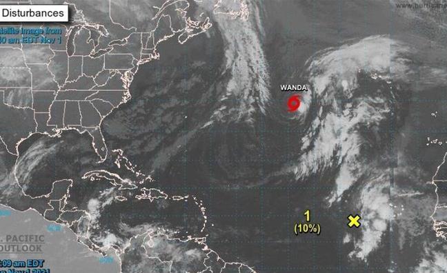 Imagen de la ubicación de la tormenta última subtropical en el Océano Atlántico, 'Wanda'./EFE